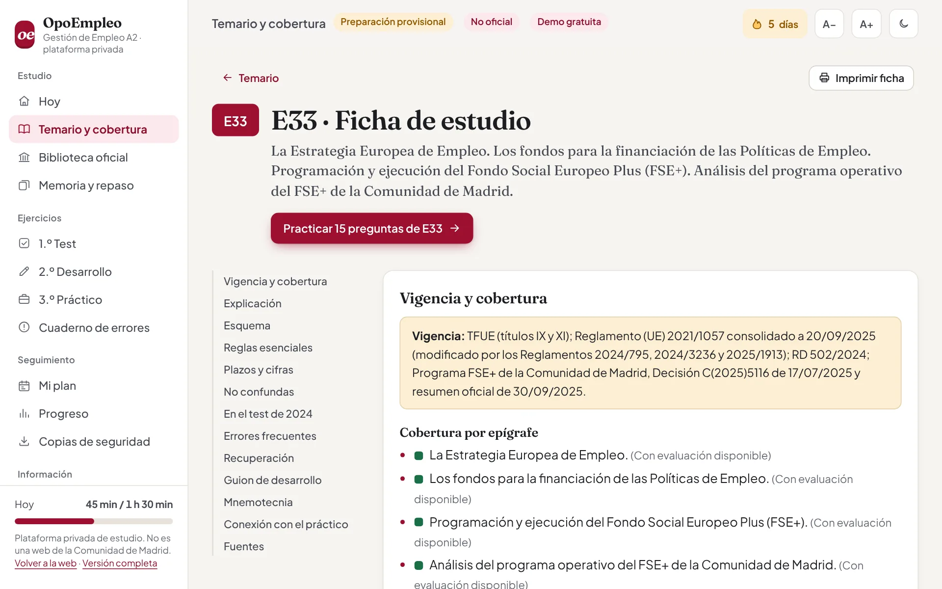 Ficha del tema E33 con índice lateral